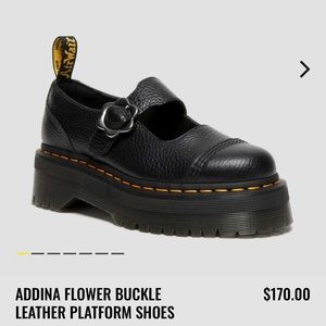 Dr. Martens ADDINA FLOWER BUCKLE LEATHER PLATFORM SHOES